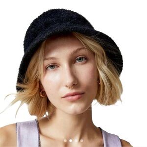 Urban Outfitters Black Fluffy Bucket Hat